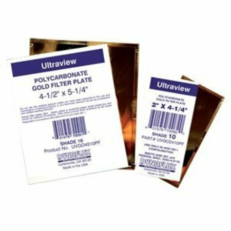 DYNAFLUX Gold Plastic Filter Plates, Size: 2in. x 4-1/4in., Shade: 10, 50PK UVGO2410PF